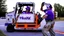 Placeholder: fedex driver using giant chainsaw as texas chainsaw massacre guy