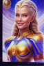 Placeholder: cosmic woman smile, admiral from the future, one fine whole face, crystalline skin, expressive blue eyes,rainbow, smiling lips, very nice smile, costume pleiadian, Beautiful tall woman pleiadian Galactic commander, ship, perfect datailed golden galactic suit, high rank, long blond hair, hand whit five perfect detailed finger, amazing big blue eyes, smilling mouth, high drfinition lips, cosmic happiness, bright colors, blue, pink, gold, jewels, realist, high commander