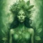 Placeholder: mystical powerful greenish botanical woman