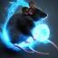 Placeholder: All Black Field mouse, cartoon, dark, high definition, ultra 8 k, volumetric lighting, blue fire,