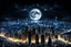 Placeholder: one big mystic full moon over the city, dark night, high detailied , high realistic, high qulity, stunning, perfect photo