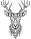 Placeholder: realistic deer head tattoo idea, line art, background, vector, svg, black outline on white background, leave plenty of white space beetween lines for coloring, tattoo style, tattoo idea,full body, minimalist