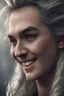 Placeholder: a very close up side profile image of an evil angel, smiling,8k quality, supper realistic