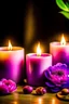 Placeholder: I want a logo to my account of handmade candles , I want a mixture between paeonia flower and purple candles with some Amethyst stones and glow