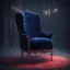 Placeholder: A freestanding wing chair in midnight blue velvet with a red round cushion. Illustrative art, art interpretation, concept art, cgsociety contest winner, seasonal art, seasonal art HD, 4k, 8k, intricate, detailed, intricately detailed, luminous, translucent fantasy crystal, holographic data, soft body, shadow play, light, fog, atmospheric, cinematic, light film, hyper-detailed, hyper-realistic, masterpiece, atmospheric, high resolution, 8k, HDR, 500px, mysterious and artistic digital art, phototi