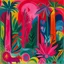 Placeholder: A pink magical jungle with runes painted by Alexej von Jawlensky