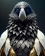 Placeholder: black feathered, rogue, mysterious Kenku male, bird, full-scale head and shoulders portrait, 8k resolution concept art portrait by Greg Rutkowski, Artgerm, WLOP, Alphonse Mucha dynamic lighting hyperdetailed intricately detailed Splash art trending on Artstation triadic colors Unreal Engine 5 volumetric lighting Splash art fantasy.