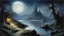 Placeholder: Style John Howe, calm beauty, night, moonlight, fantasy world, magic, Tolkien, beautiful composition, exquisite detail, realistic, fascinating, Middle Earth