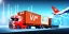 Placeholder: Vector Logistics and transportation, Integrated warehousing and transportation operation service. Network vectors distribution of Container Cargo, Smart logistics and future of transport on global networking.