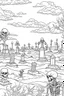 Placeholder: A graveyard with tombstones, skeletons rising from the ground, and eerie mist. Outline, sketch style, only use outline, mandala style, clean line art, white background, no shadows, no clear wall, coloring page.