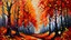 Placeholder: acrylic painted autumn forest