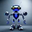 Placeholder: mantis robot gadget, silver and blue