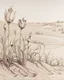 Placeholder: desert, dunes, tulip and frost, ink drawing