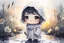 Placeholder: cute chibi anime sheikh, daisyfield, mist, melting watercolor and black ink outlines on wet paper, soft, shading strokes, in sunshine, ethereal, otherwordly, cinematic postprocessing, bokeh, dof