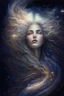 Placeholder: Kobieta Piekna polaczony z kosmosem I muzyka A beautifully-rendered portrait of a powerful, celestial figure, with flowing, star-studded hair and eyes that contain entire galaxies, set against a cosmic backdrop.