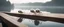 Placeholder: close up on dented glowing ghost transparent ant skeleton rat babies in fast boat with googly eyes, raised by ninja necromancer in the wild, on wooden bridge by lake in surreal reflecting stone chrome landscape, background motion blur, volume light fog, rays