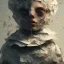 Placeholder: rendered in blender trash bag on his head and crumpled paper as a texture, collage paper and tape, slit - scan photography, high resolution, cinematic, unreal 6, breathtaking detailed