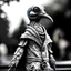 Placeholder: a statuette of a creepy birdperson cult greyscale photo