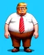 Placeholder: A character image of a fat Donald Trump wearing specks and shorts, a little angry.