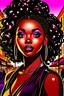 Placeholder: Beautiful young teen urban black women engaging in dynamic glamorous life activities in iconic locations by Jen Bartel, 2d vector illustration,