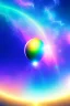 Placeholder: Beautiful ufo, galactic, rainbows, bright colours, blue, pink, gold, jewels, realistic, real photo, bright and sunny background, very detailed, high contrast,