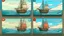 Placeholder: My apologies, I missed that detail about the specific controls. Here's an updated prompt for the AI image generator chatbox: **Game UI: Boat Sailing** * **Layout:** Split screen (top 3/4: game world, bottom 1/4: controls) * **Game World:** Stylized sailboat (single mast, billowing sail), ocean environment (waves, horizon), optional obstacles. Subtle wind direction indicator. * **Controls:** * Rudder Crank Wheel (large wooden wheel) * Two ropes on sail (Mainbrace): Left rope pulls (incr