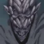 Placeholder: Scary humanoid alien with dark rough skin with scales, concept art, hyper realistic, photorealistic