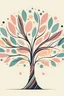 Placeholder: Stylized tree with a pinstripe trunk and pastel spotted leaves