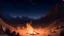 Placeholder: Drawing of a campfire in the desert at night