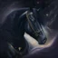 Placeholder: An oil painting of a dark universe horse