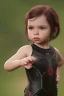 Placeholder: Black widow toddler, serious, full body, bokeh, hyper realistic