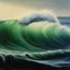 Placeholder: an oil painting of a wave made by an antique painter