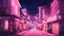 Placeholder: Cute pink-aesthetic anime town at night