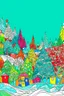 Placeholder: side view of CRISTMAS, thick outline, low details, Vivid Color