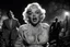 Placeholder: [Invasion of the Body Snatchers (1956)] MarilynMonroe in agent provocateur, attacked by a horrible zombie-monster in the night, graveyard, cinematic lighting, DOF, 16k