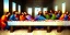 Placeholder: the last supper. jesus is wearing a wizard hat. photo real