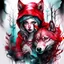 Placeholder: An over-detailed colored portrait of Little Red Riding Hood in a double exposure with an Wolf in enchanted forest, dark tone, high contrast, black ink splash art, Watercolor drawing with stunning transparent gradients and a characteristic over-detailed texture through which light breaks through, a clear and bright linework tattoo drawing, strokes of oil paint is applied on top of the watercolor. Concept art in the highest quality, 16K, Hyperrealistic, splash