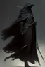 Placeholder: A commander with a black cloak and a long coat with long combat boots and a long spear