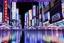 Placeholder: Cinematic view of Tokyo city at night, melancholic, buildings with blue neon lights, rain, high definition, 3D, Blender