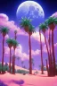 Placeholder: 1980's aesthetic vaporwave palm trees with lighting with moon in the desert sand