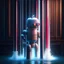 Placeholder: water flowing against a pillar, joyfull awesome cute punk robot on a bathing mission through the seasons, hatch, ladders, motion blur, 8k, downlight, soft light, depth of field, photorealism, trending on art station, lotsa detail