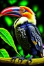 Placeholder: hornbill bird full body, digital art, photo, illustration, digital painting,oil painting, smooth, sharp focus, highly detailed, real bird