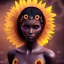 Placeholder: Black skin, pixie, moonlight, sunflower, model, natural