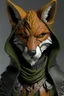 Placeholder: mysterius hunter with fox's mask like realistic style front view