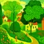 Placeholder: A green garden in a town painted by Paul Ranson