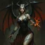 Placeholder: female demon, dark fantasy, realism, stylised, fantasy, mystery