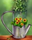 Placeholder: a glass jar watering can filled with plants, highly detailed, digital art, sharp focus, trending on art station, illustration