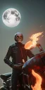 Placeholder: Ghost rider in hell with the moon in the background with fire