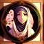 Placeholder: 3d anime Only the face Muslim Pretty impressive women inside a circular frame,Portrait image,professional look