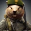 Placeholder: Beaver dressed like a soldier, high resolution